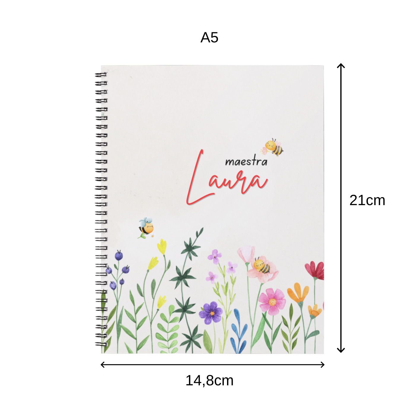 Quaderno Personalizzato per Maestre A5 | 120 Pagine con Spirale